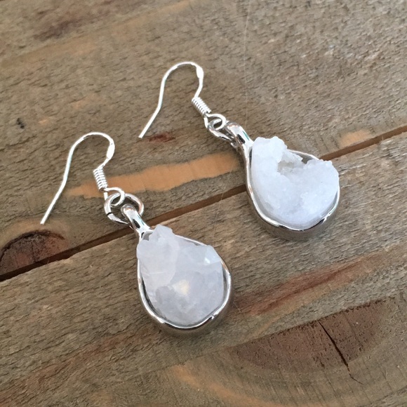 Genuine Druzy Stone Earrings - Picture 2 of 3